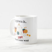 Geluk is een kat en wat wol breien kat Mok (Voorkant links)