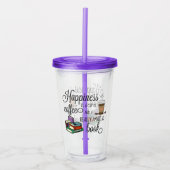 Geluk is een Koffiebeker en een geweldig boek Acryl Drinkbeker (Voorkant)