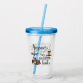 Geluk is een Koffiebeker en een geweldig boek Acryl Drinkbeker (Achterkant)