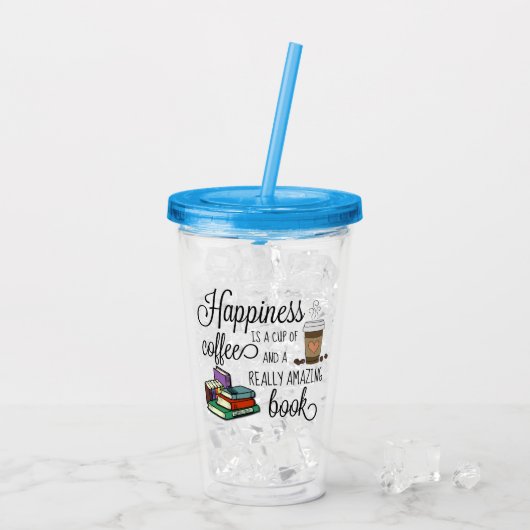 Geluk is een Koffiebeker en een geweldig boek Acryl Drinkbeker (Achterkant ijs)