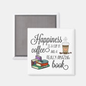 Geluk is een Koffiebeker en een geweldig boek Magneet (Voorkant / Achterkant)