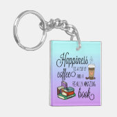 Geluk is een Koffiebeker en een geweldig boek Sleutelhanger (Voorkant Links)