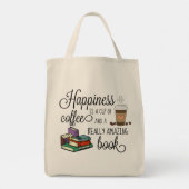 Geluk is een Koffiebeker en een geweldig boek Tote Bag (Achterkant)