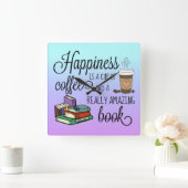 Geluk is een Koffiebeker en een geweldig boek Vierkante Klok (Huis)
