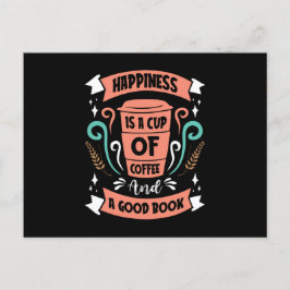 Geluk is een Koffiebeker en een goed boek Briefkaart
