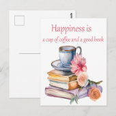 Geluk is een kop koffie en een goed boek briefkaart (Voorkant / Achterkant)