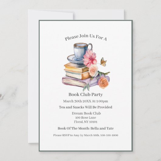 Geluk is een kopje koffie en... boekenclub kaart (Voorkant)