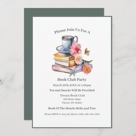 Geluk is een kopje koffie en... boekenclub kaart (Voorkant / Achterkant)