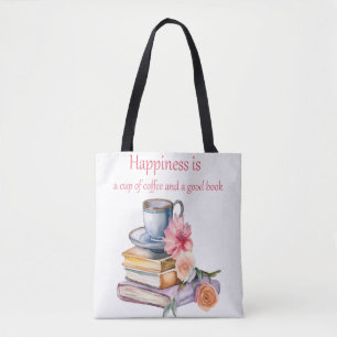 Geluk is een kopje koffie en een goed boek tote bag