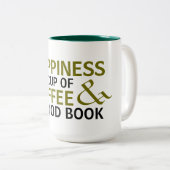 geluk is een kopje koffie goed boek mok ontwerp (Voorkant rechts)