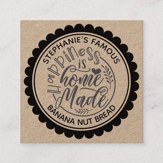 Geluk is een  kraftpapier uit de homemade vierkante visitekaartje (Voorkant)