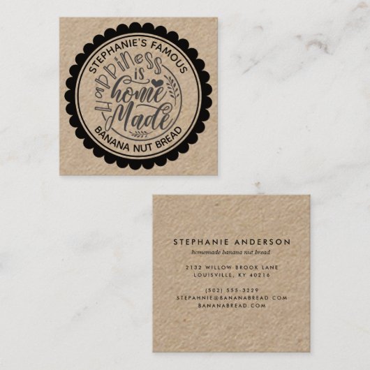 Geluk is een  kraftpapier uit de homemade vierkante visitekaartje (Voorkant / Achterkant)