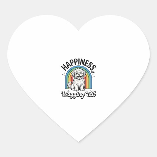 Geluk is een kwispelende staart Hondenliefhebber o Hart Sticker (Voorkant)