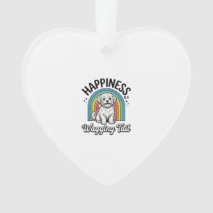 Geluk is een kwispelende staart Hondenliefhebber o Ornament