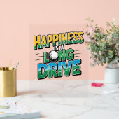 Geluk is een lange rit, golf acryl bord (Huwelijk)