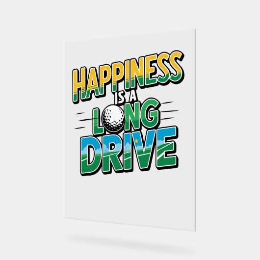 Geluk is een lange rit, golf acryl bord (Hoek)