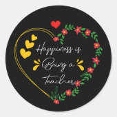 Geluk is een leraar zijn die grappige leraars onde ronde sticker (Voorkant)