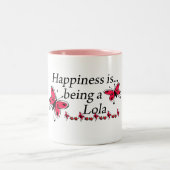 Geluk is een Lola BUTTERFLY Tweekleurige Koffiemok (Center)