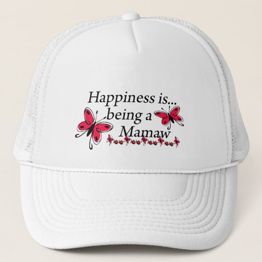 Geluk is een Mamaw VLINDER Trucker Pet (Voorkant)