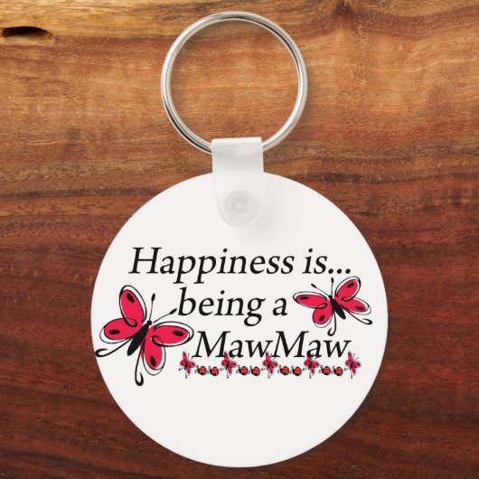 Geluk is een MawMaw-BUTTERFLY Sleutelhanger (Voorkant)