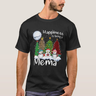 Geluk is een Mema kerstboomluipaard P T-shirt