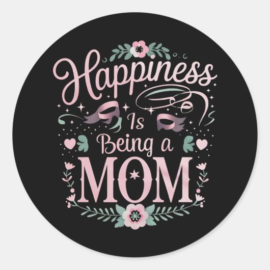 Geluk is een moeder zijn Moederdag Ronde Sticker (Voorkant)
