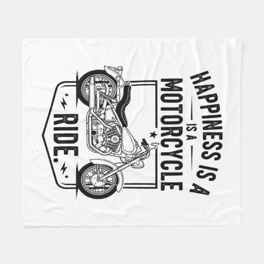 Geluk is een motorrit.jpg fleece deken (Voorkant (Horizontaal))