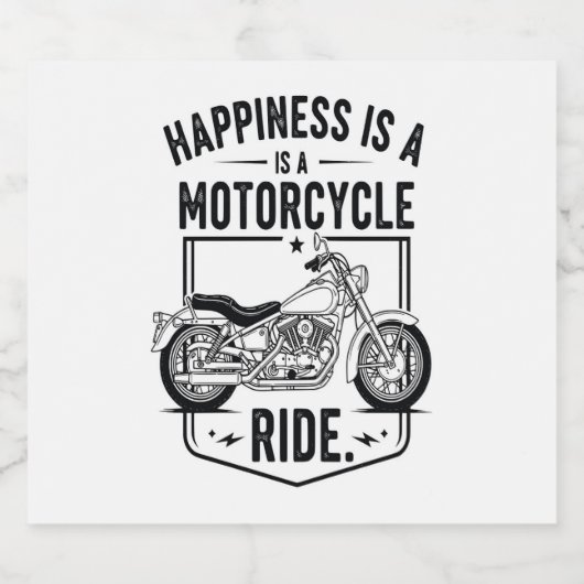 Geluk is een motorrit.jpg sparkling wijnetiket (Enkel label)