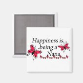 Geluk is een Nana-BUTTERFLY Magneet (Voorkant / Achterkant)