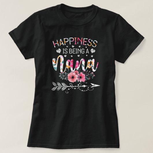 Geluk is een Nana Floral Funny Moeder T-shirt (Design voorkant)