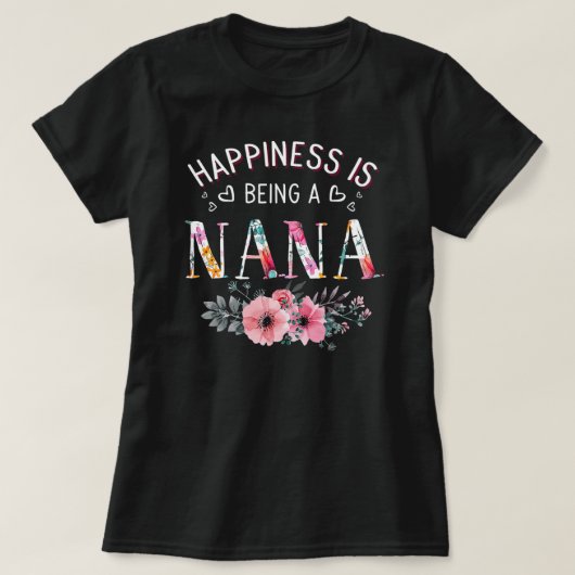 Geluk is een Nana Floral Funny Moeder T-shirt (Design voorkant)