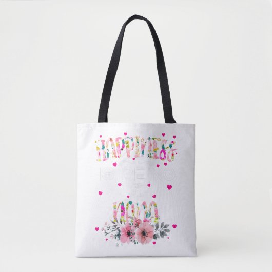 Geluk is een Nana Floral Mimi Moederdag zijn Tote Bag (Voorkant)