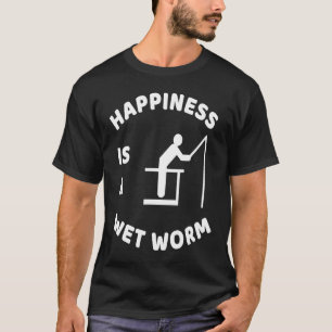 Geluk is een natte worm vissen t-shirt