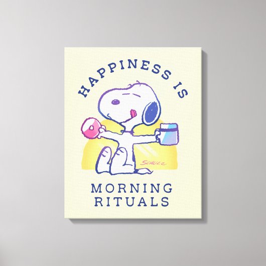 Geluk is een ochtendritueel canvas afdruk (Voorkant)
