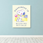 Geluk is een ochtendritueel canvas afdruk (Insitu (Houten vloer))