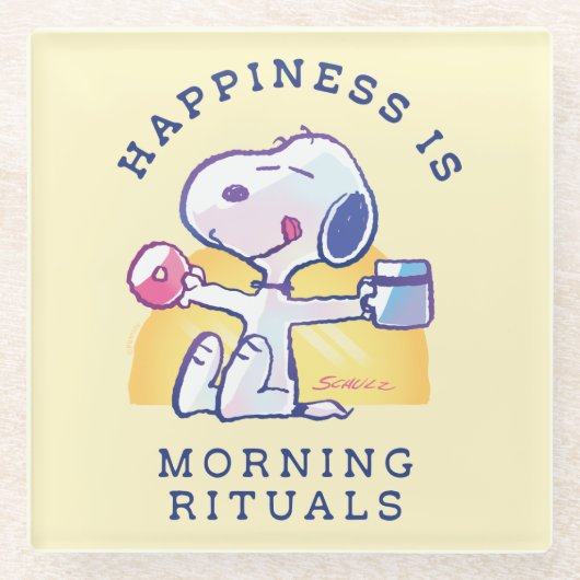 Geluk is een ochtendritueel glazen onderzetter (Voorkant)