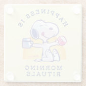 Geluk is een ochtendritueel glazen onderzetter (Achterkant)