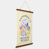 Geluk is een ochtendritueel hangend wandkleed (Gebogen)