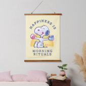 Geluk is een ochtendritueel hangend wandkleed (Slaapkamer)