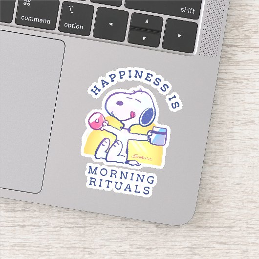 Geluk is een ochtendritueel sticker (Detail)