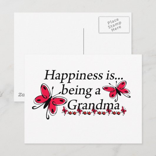 Geluk is een oma-BUTTERFLY Briefkaart (Voorkant / Achterkant)