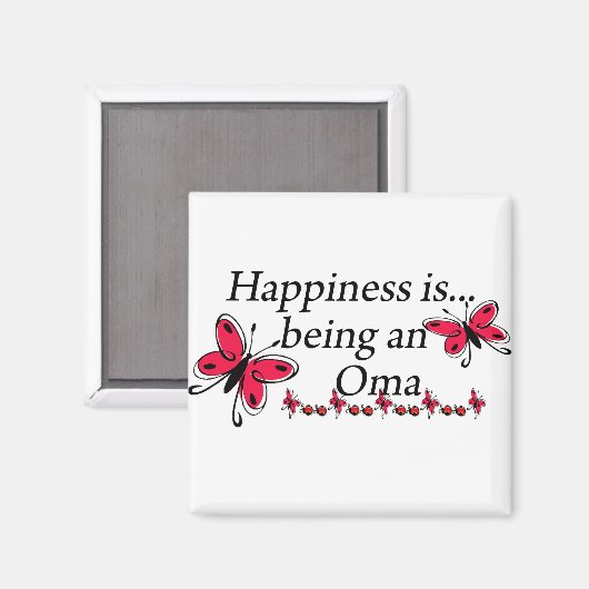 Geluk is een Oma BUTTERFLY Magneet (Voorkant / Achterkant)