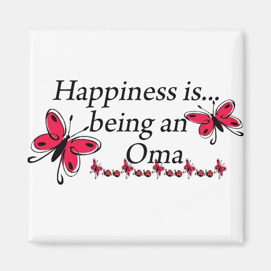 Geluk is een Oma BUTTERFLY Magneet (Voorkant)