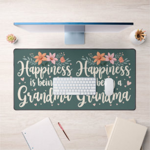 Geluk is een oma Floral Cottagecore zijn Bureaumat