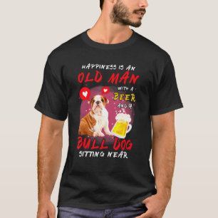 Geluk is een oud Man met een bere-hond. T-shirt