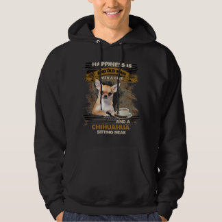 Geluk is een oud Man met een bier-chihuahua-plek Hoodie