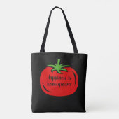 Geluk is een rode tomatenschouder van eigen bodem tote bag (Achterkant)