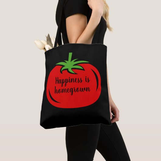 Geluk is een rode tomatenschouder van eigen bodem tote bag (Dichtbij)