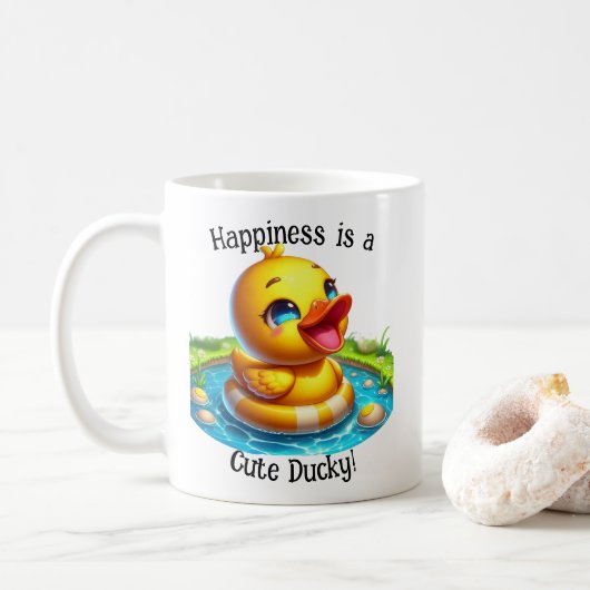 Geluk is een Schattigee Ducky Coffee Mok (1) (Met donut)
