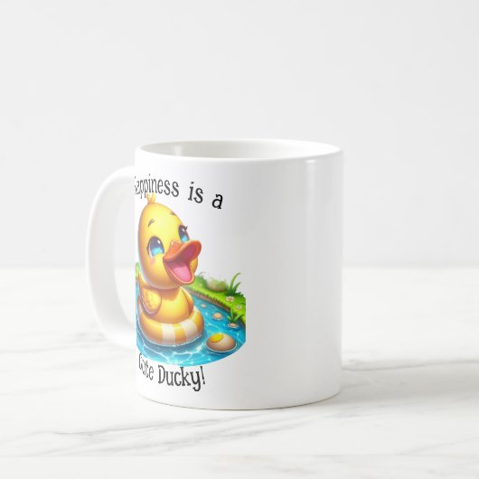 Geluk is een Schattigee Ducky Coffee Mok (1) (Voorkant links)